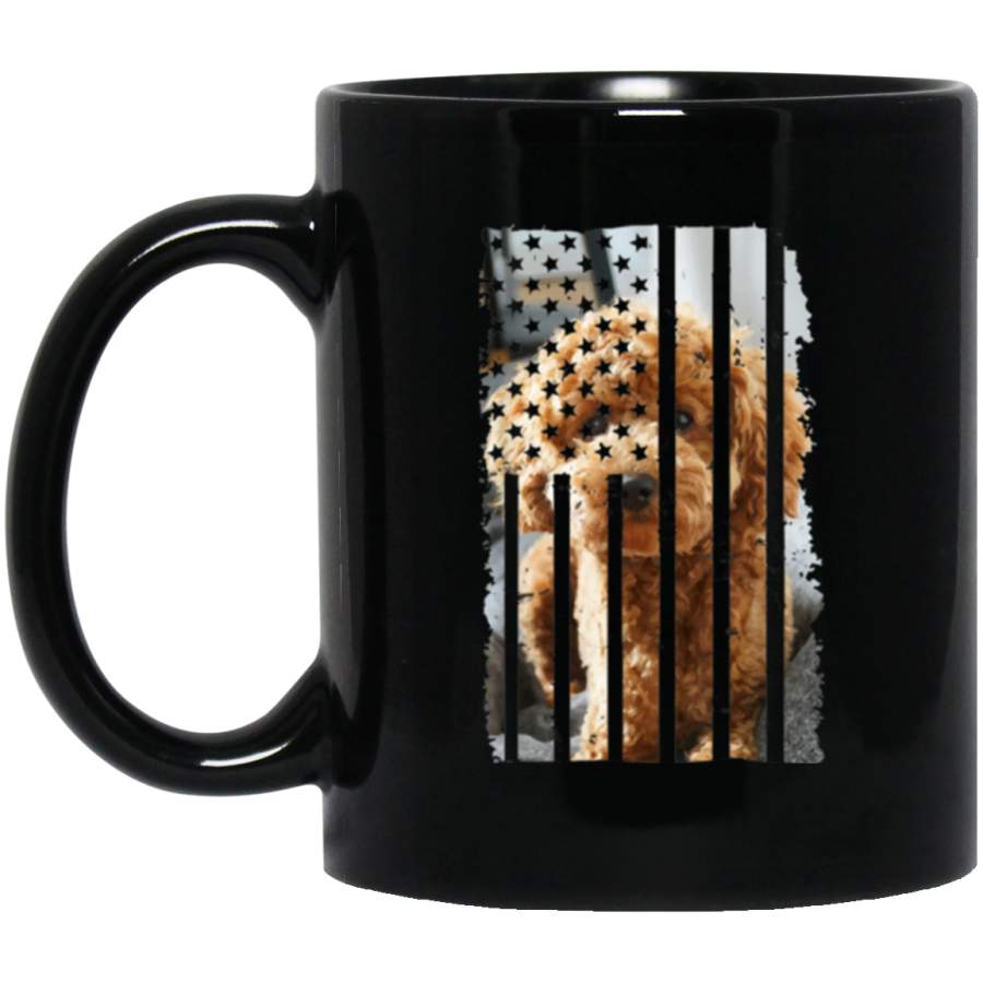 Cute Poodle Dog Picture Funny Puppy American US Flag Gift Mug