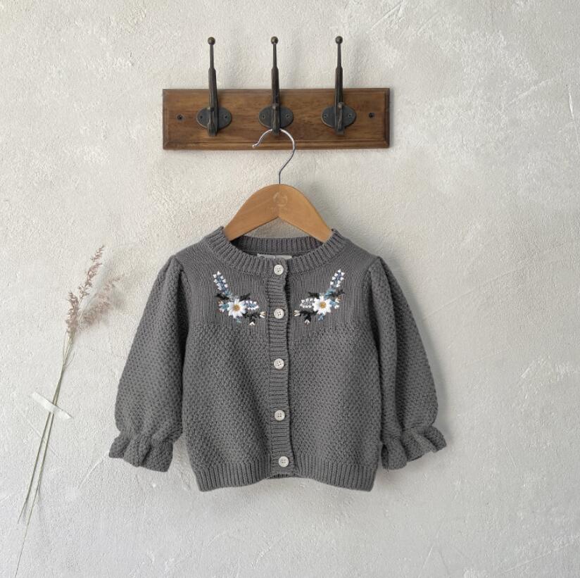 Baby Sweaters Girl Cardigan Coat Jacket Autumn Winter Embroidery Flower Infant Baby Girl Sweater Jumper Clothes Toddler Knitwear alx