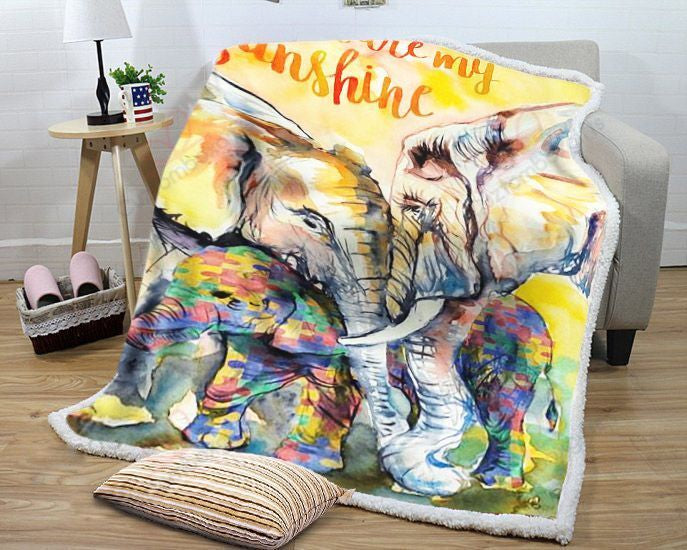 Autism Elephant You Are My Sunshine GS-LD2510 Fleece Blanket