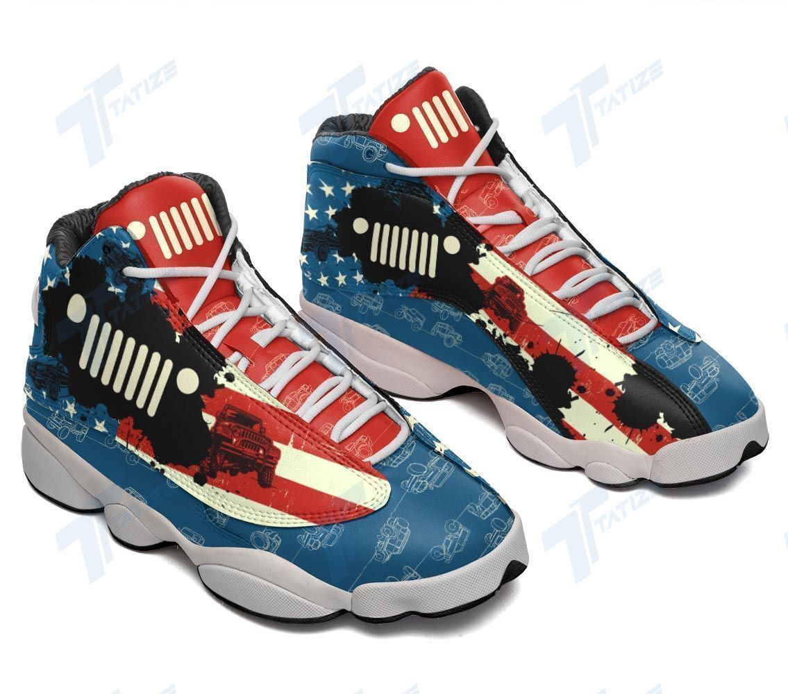 America Flag Jeep Air Jordan 13 Sneakers Shoes Sport