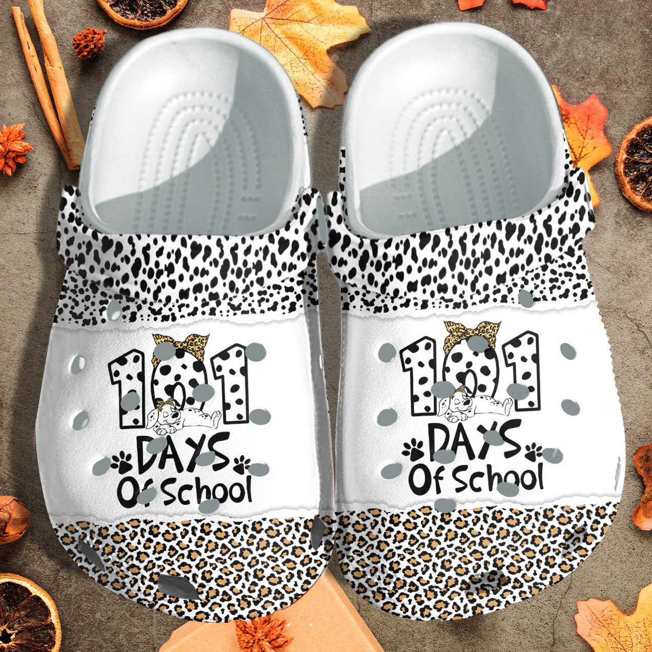 101 Days Of School Leopard Cowhide Shoes Crocs Crocbland Clog Gift – School029 – Gigo Smart