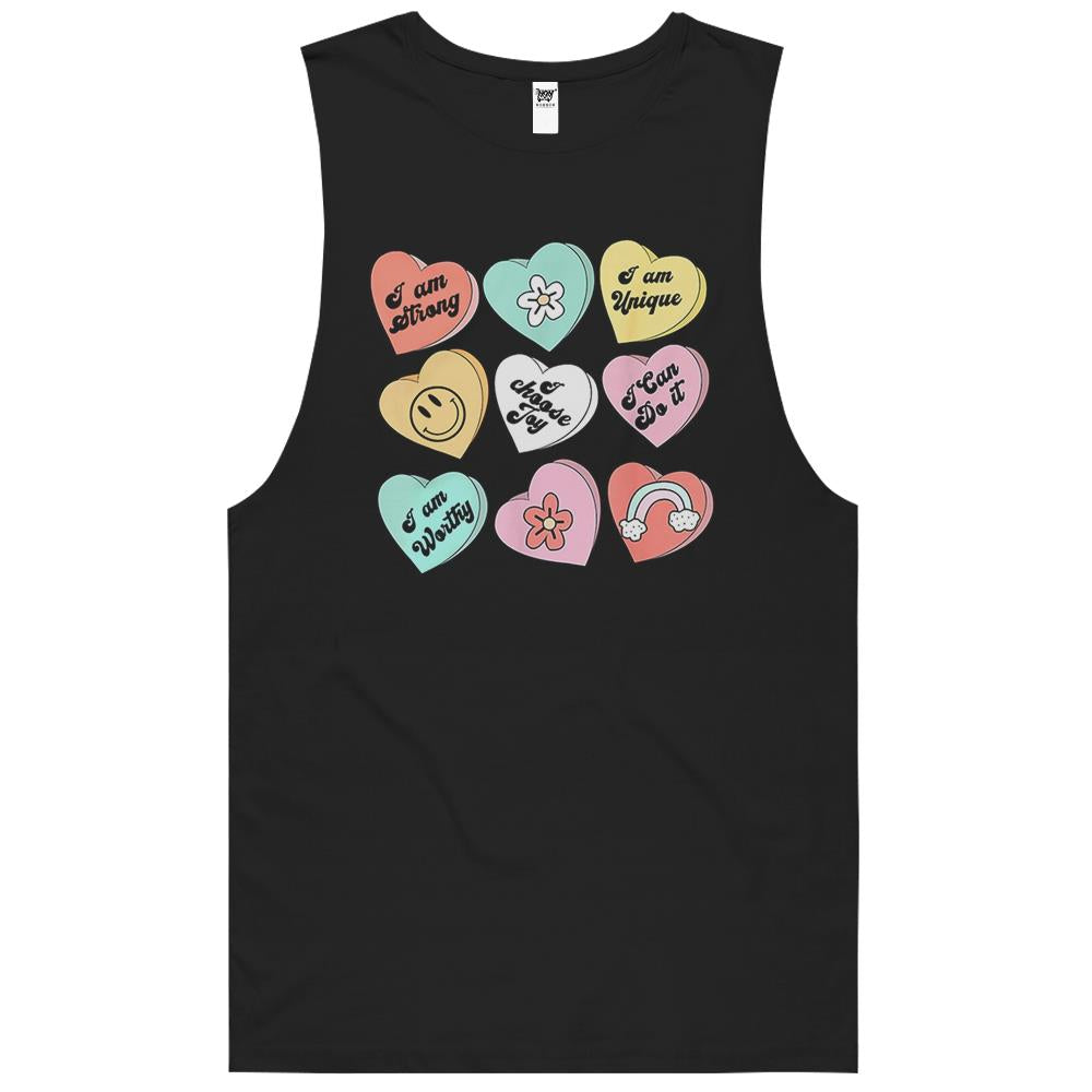 Candy Heart Positive Conversation Valentines Day Tank Top