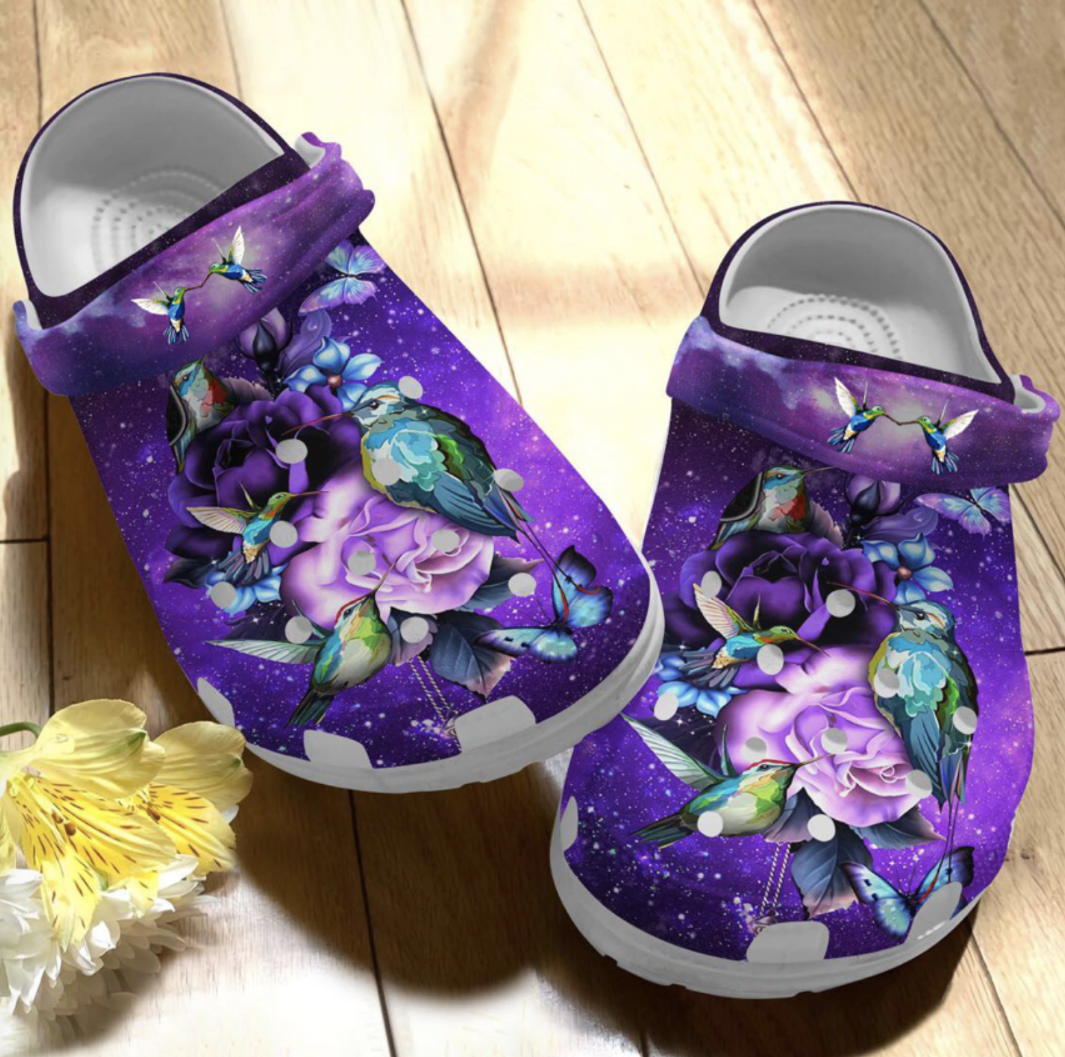 Hummingbird Personalized Clog, Custom Name, Text, Color, Number Fashion Style For Women, Men, Kid, Print 3D Violet Hummingbird