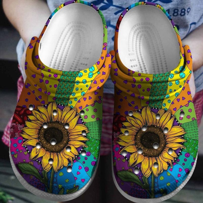 Sunflower Hippie Colorful clog Shoes Comfy Footwear