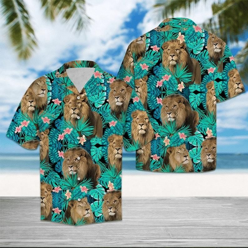 Lion Green Brown Best Design Hawaii Shirt Ha54240