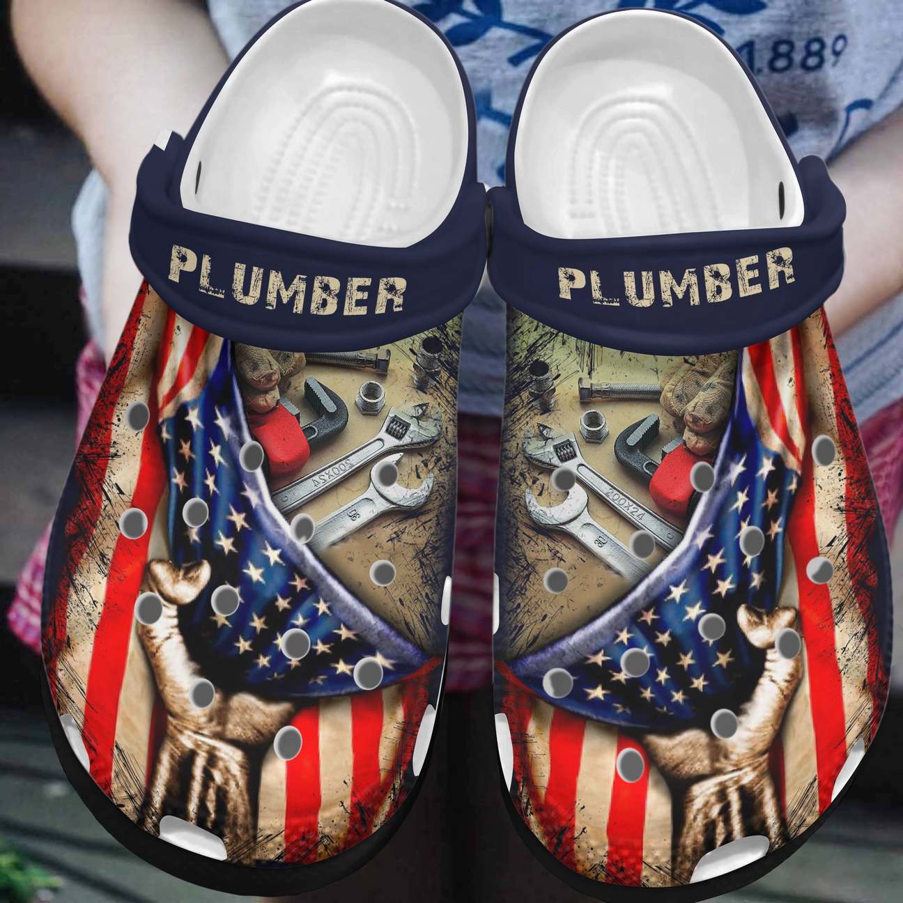 Plumber Personalized Clog, Custom Name, Text, Color, Number Fashion Style For Women, Men, Kid, Print 3D American Plumber