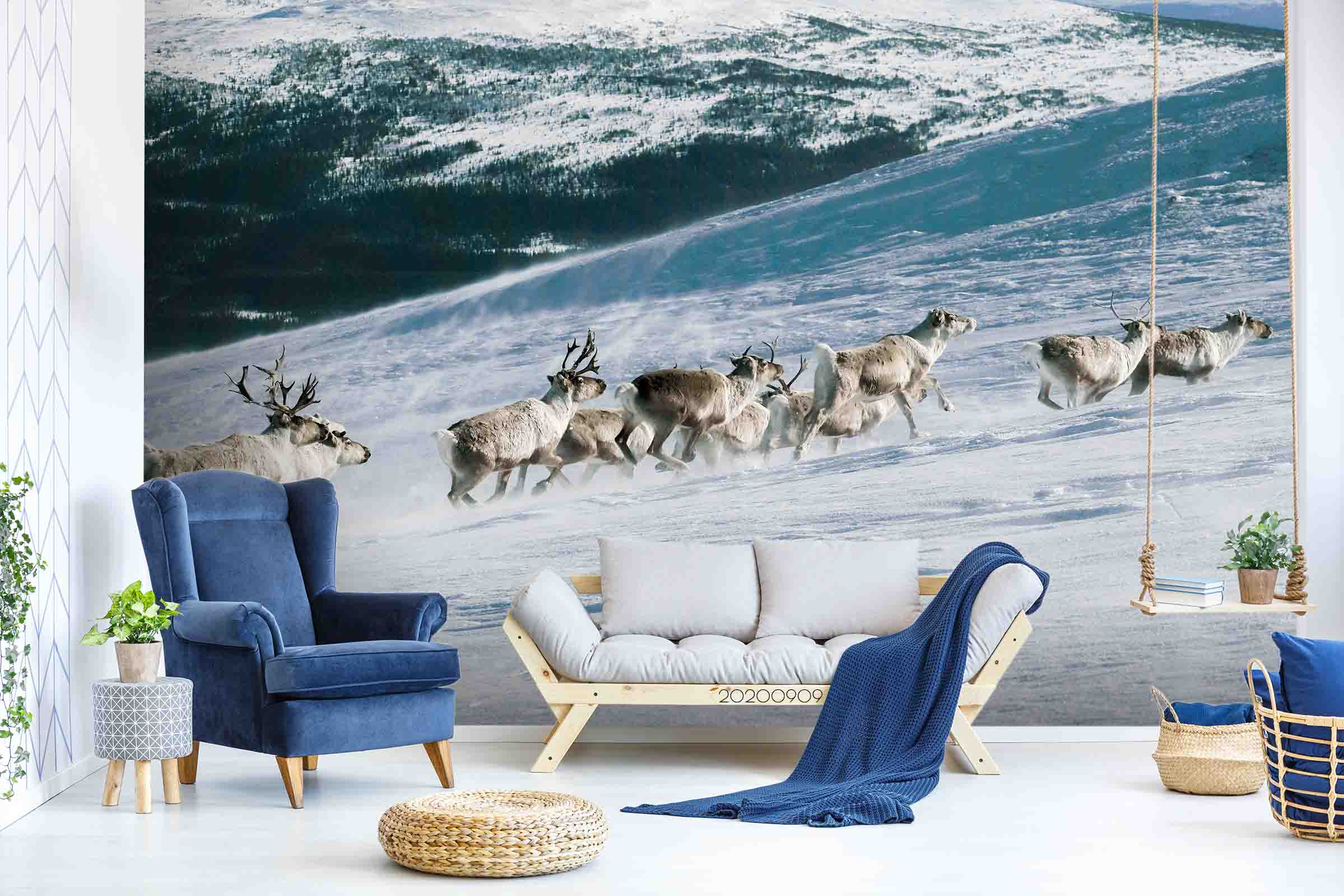 3D Ice Mountain Reindeer Animal Wall Mural Wallpaper Lxl 320