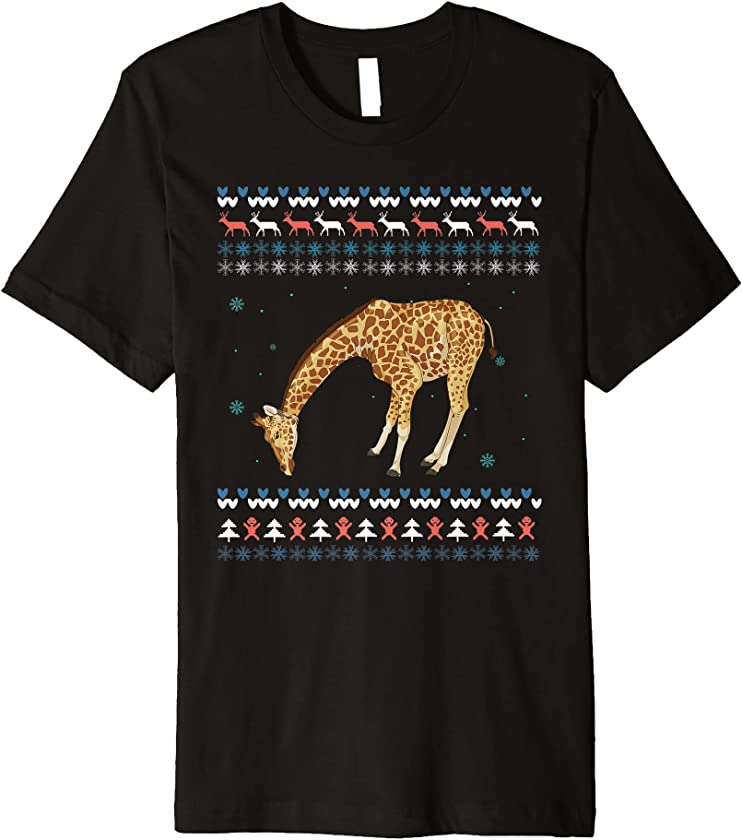 Ugly Christmas Africa Zoo Animal Merry Xmas Cute Giraffe Premium T-Shirt