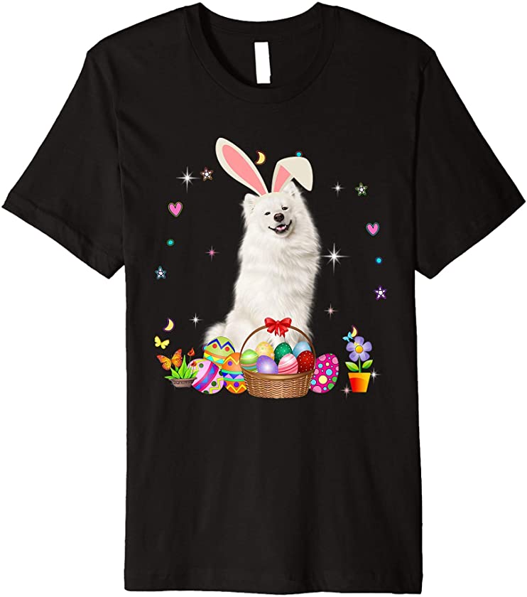 Cute Samoyed Easter Day Bunny Eggs Easter Costume Womens Premium T-Shirt