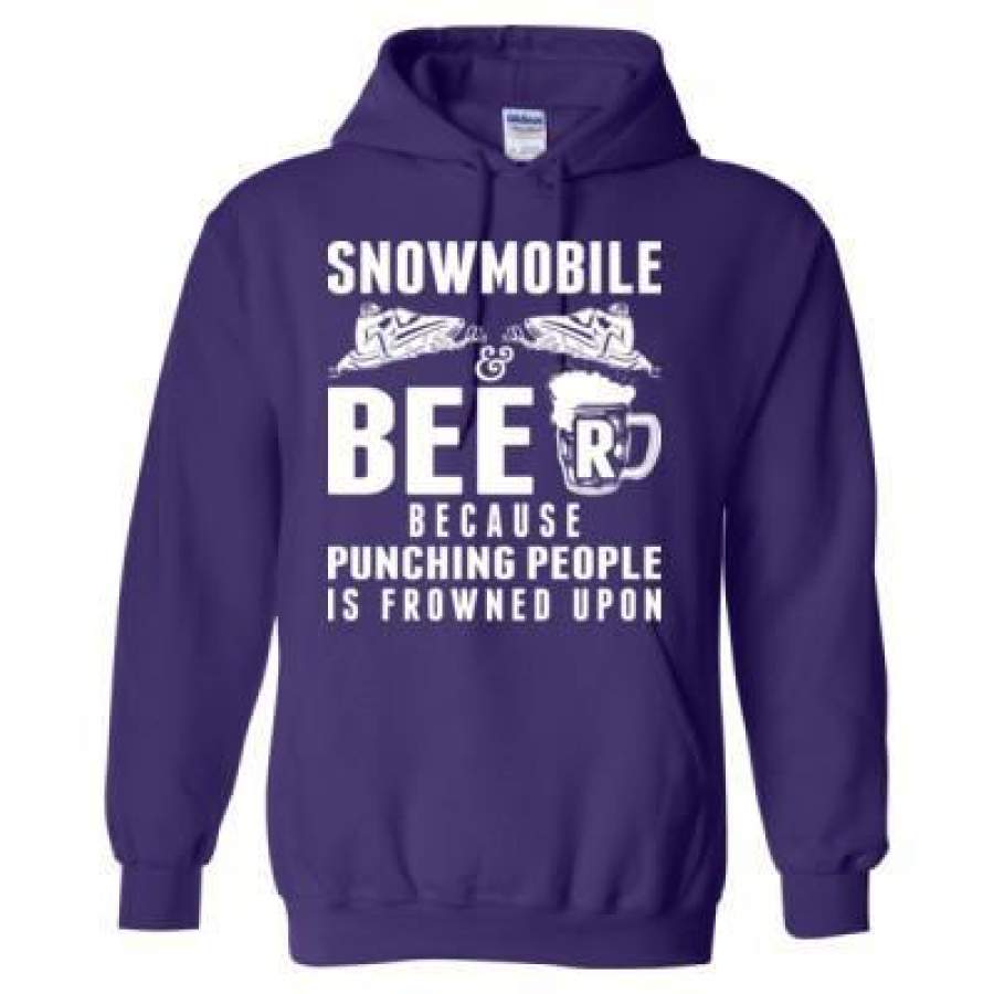 AGR Snowmobile And Beer Punching People Is Frowned Upon – Heavy Blend™ Hooded Sweatshirt