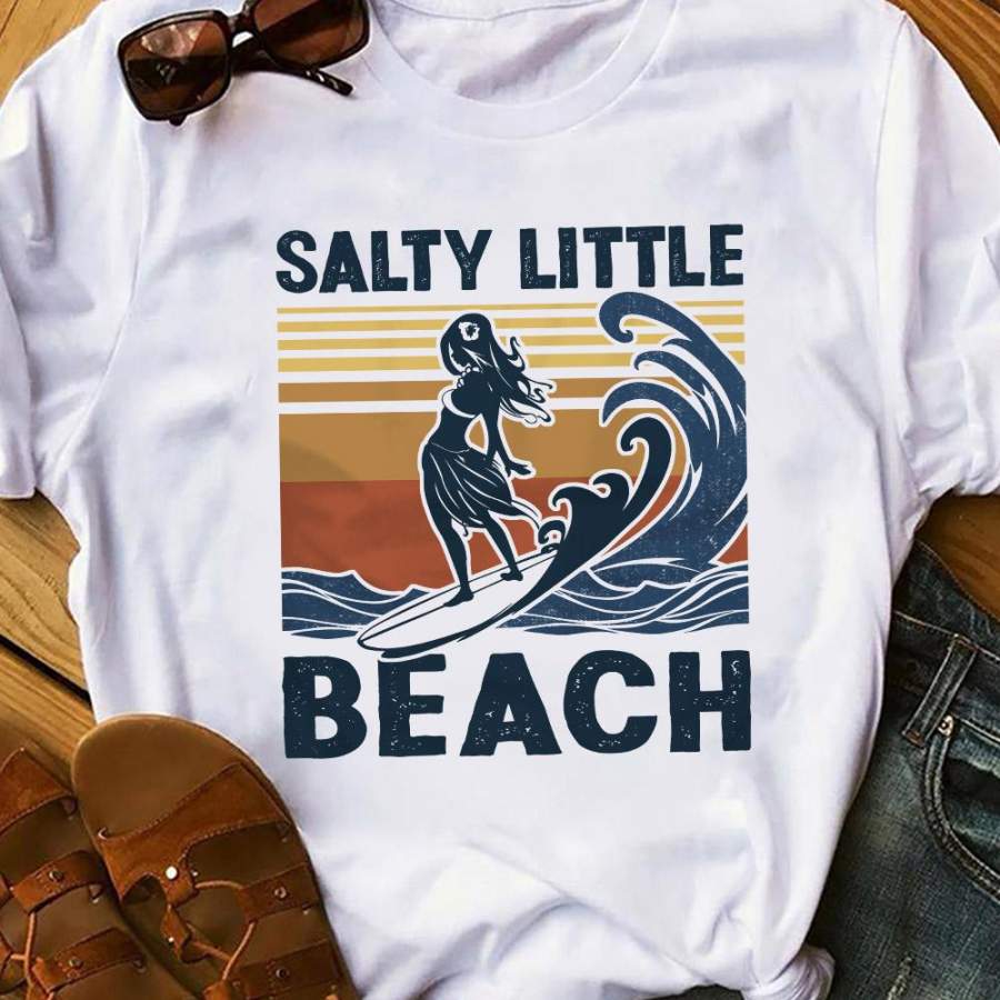 Surfing Salty Little Beach White T Shirt JN132 85O53