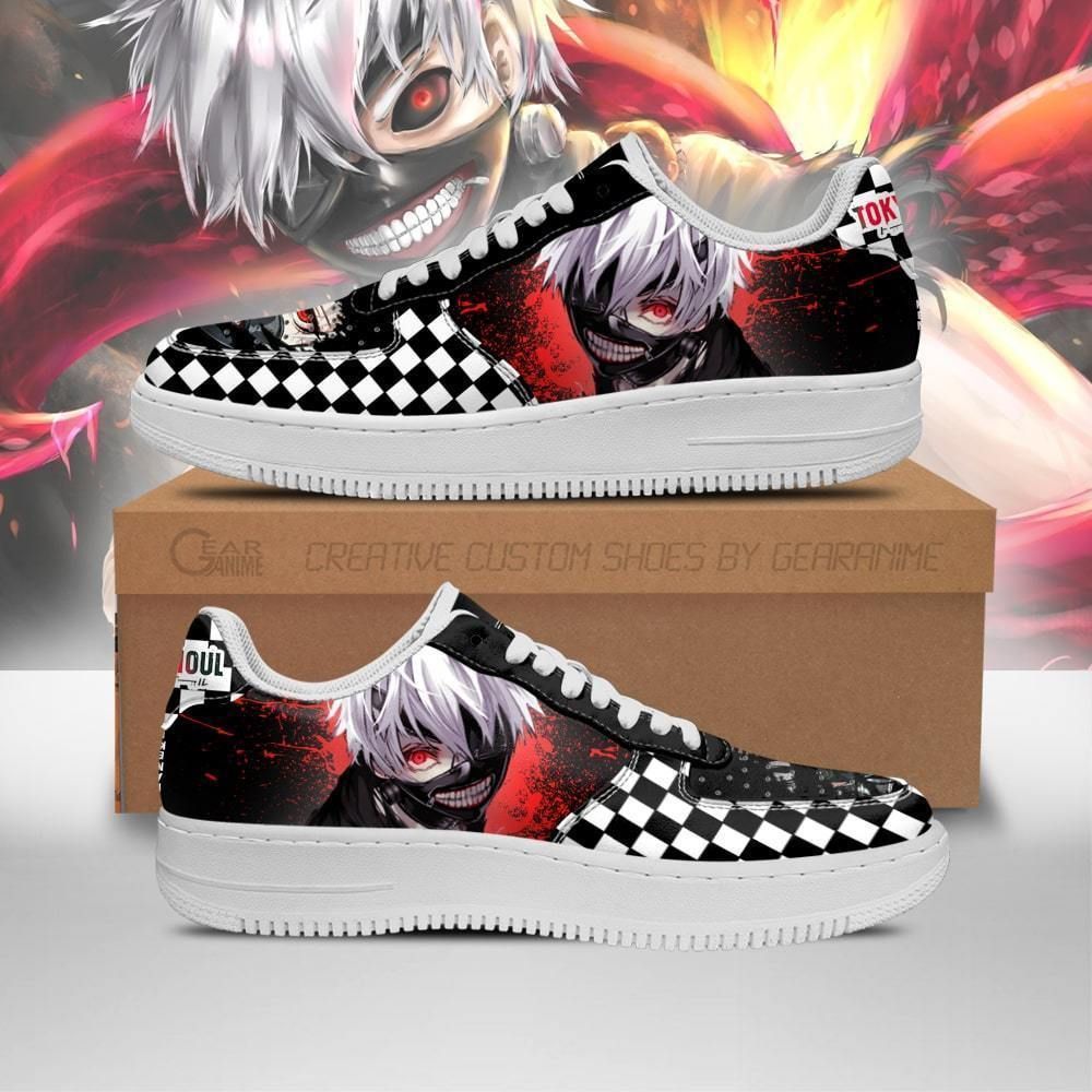 Tokyo Ghoul Kaneki Checkerboard Air Force Shoes Sneakers Custom Anime