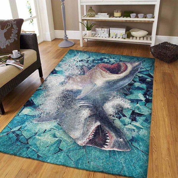 The 20 Rug 3D Shark Area Rugs Living Room Carpet FN121106 Christmas Gift Floor Decor