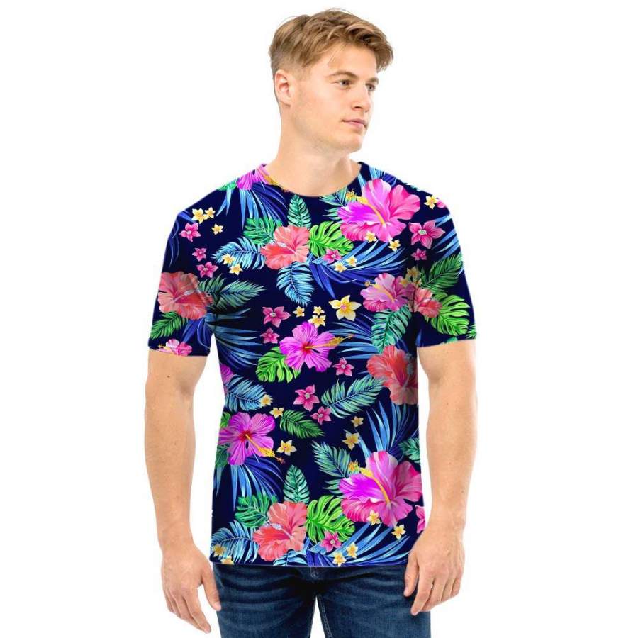 Tropical Exotic Flowers Hibiscus Hawaii Print Men T Shirt Ha57763