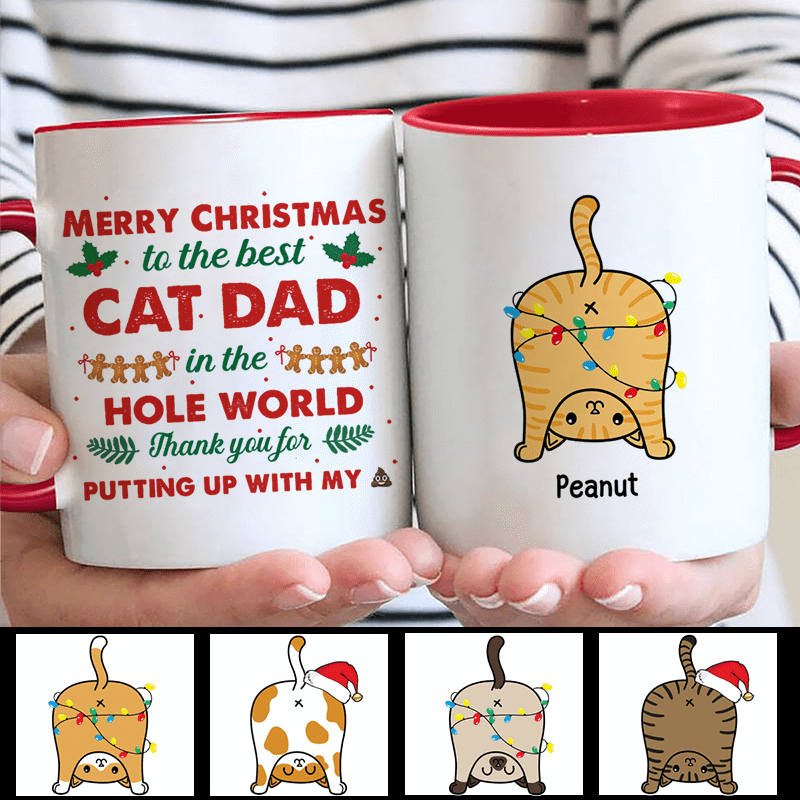 Cat Butts Merry Christmas Cat Dad Cat Mom Personalized Mug