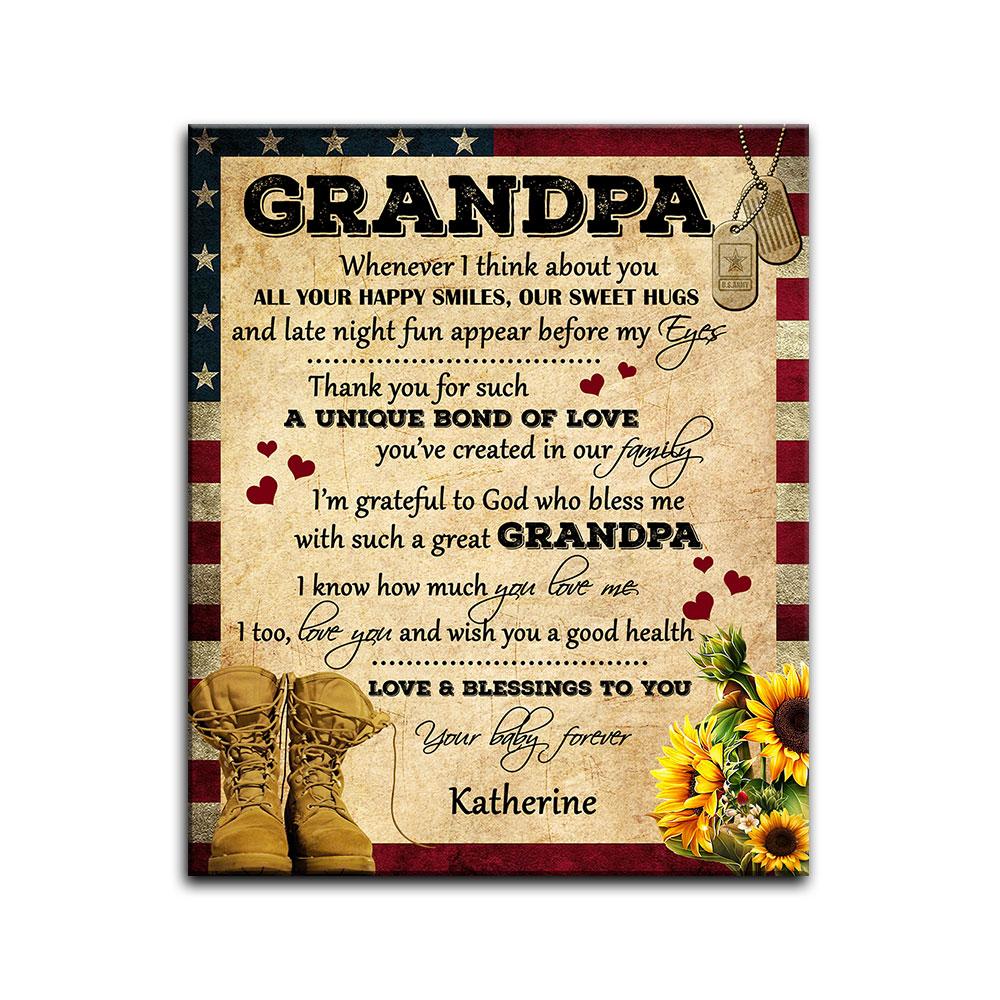 Custom Personalized Canvas print wall art unique father’s day gift, meaningful fatherhood day presents, birthday gift for grandfather veteran ideas from granddaughter & grandson kids – Great Grandpa TY2804211 – PersonalizedWitch