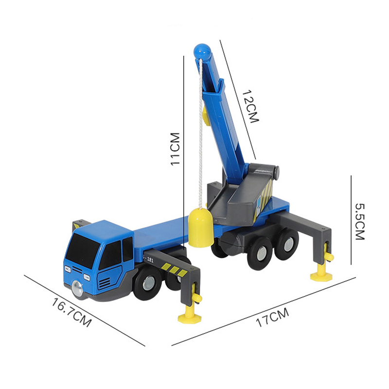 Diecast Telescopic Boom Lifting Crane Inertia Hand Push Engineering Vehicle Compatible with Wooden Train Track Toys for Kids alx