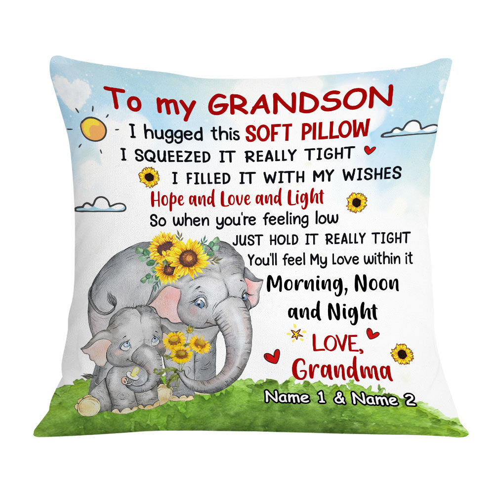 Personalized Mom Grandma Son Grandson Elephant Pillow Jr267 24O36