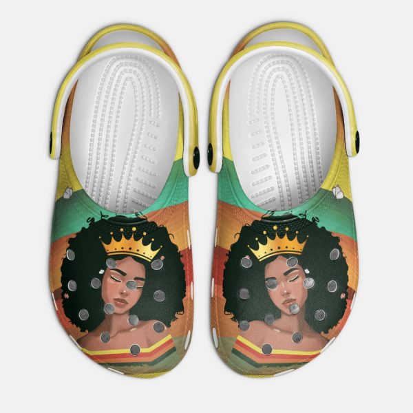 African American Afro Black Queen Girl Crocss Crocband Clog Shoes For Men Women Ht