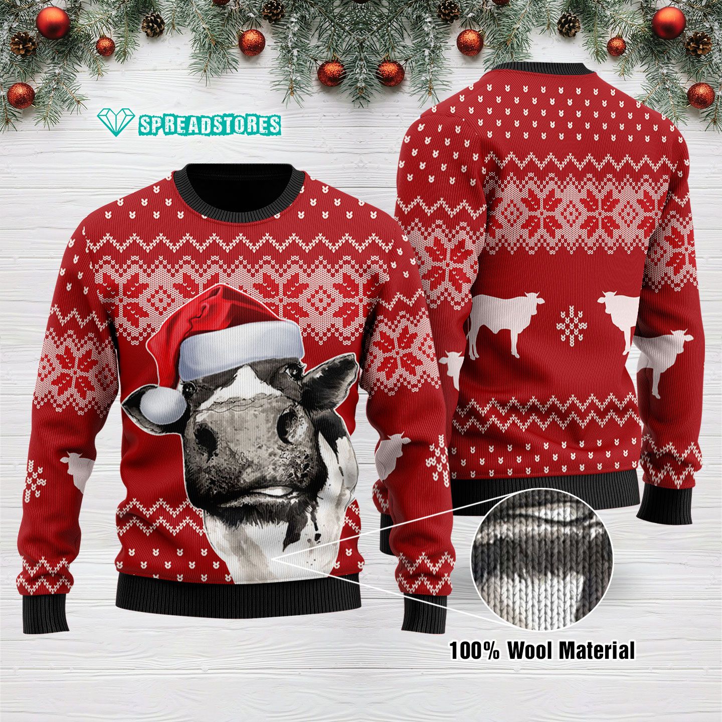 Ugly Sweatshirt Cow Funny Christmas Holiday 1510