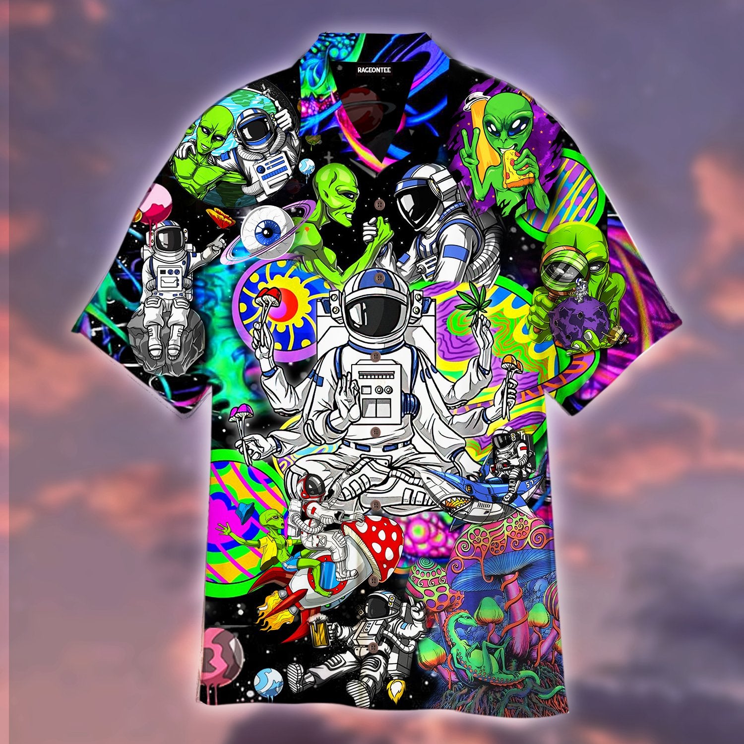 Hippie Astronaut And Alien Hawaii Shirt For Men Women Adult Ha50100