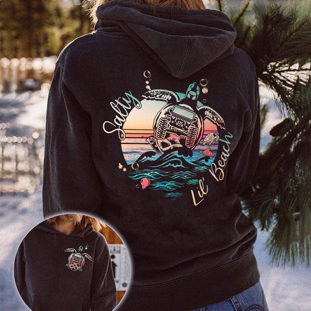 Retro Jeep Girl Love Turtle Salty Lil’ Beach Hoodie 3D