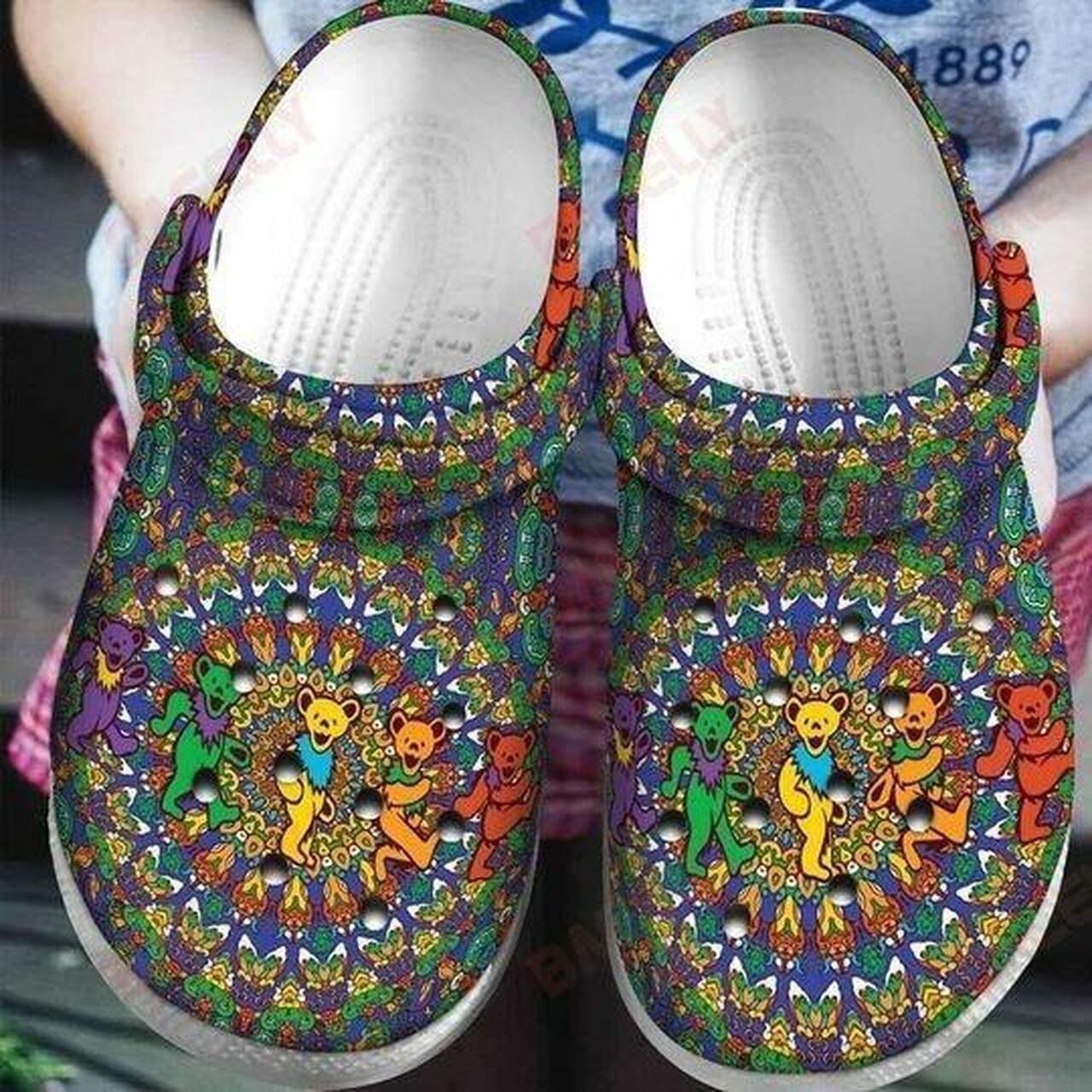 Grateful Dead Personalized Mandala Gift For Lover Rubber Crocs Crocband Clogs, Comfy Footwear