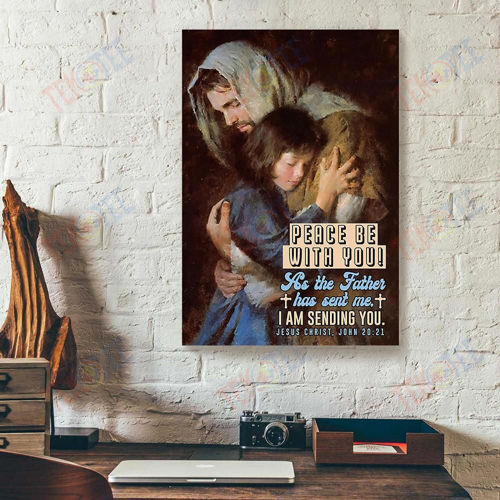 Best Canvas Prints Peace Be With You As The Father Has Sent Me Jesus Christian Vertical Canvas Wall Art Glamorous Living Room Bedroom Bathroom Home Decoration