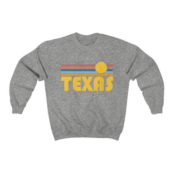 Texas Crewneck Shirt Retro Sunset Texas Shirt