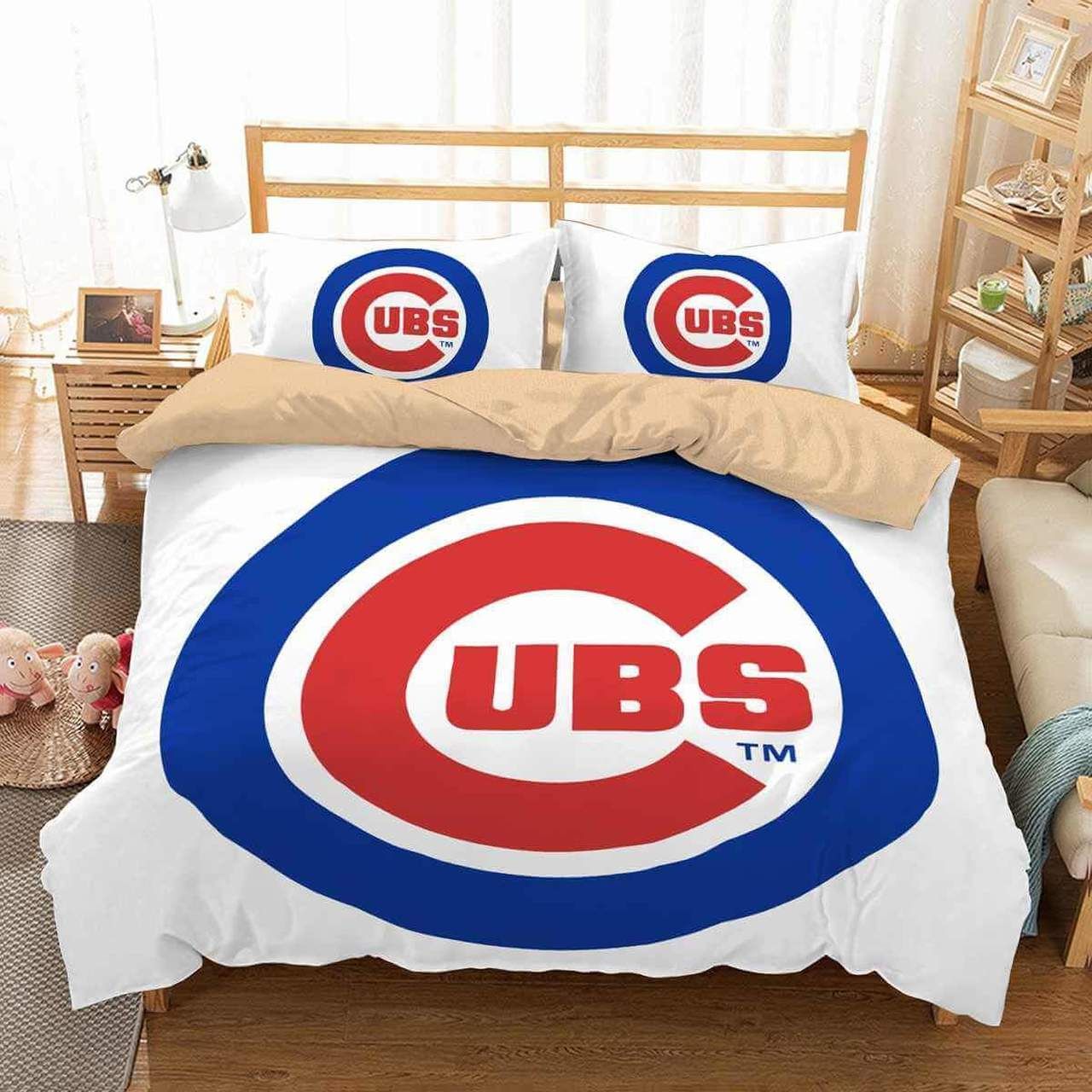 3d Customize Chicago Cubs Custom Bedding Set (Duvet Cover & Pillowcases)