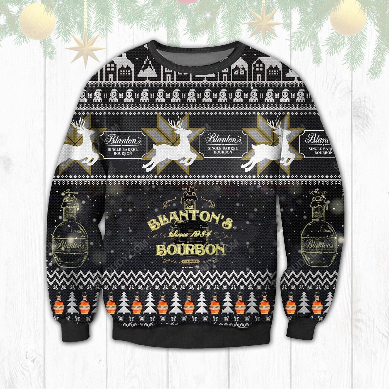 Blanton’S Bourbon Ugly Christmas Sweater Unisex Couple Family Funny Cute T-Shirt