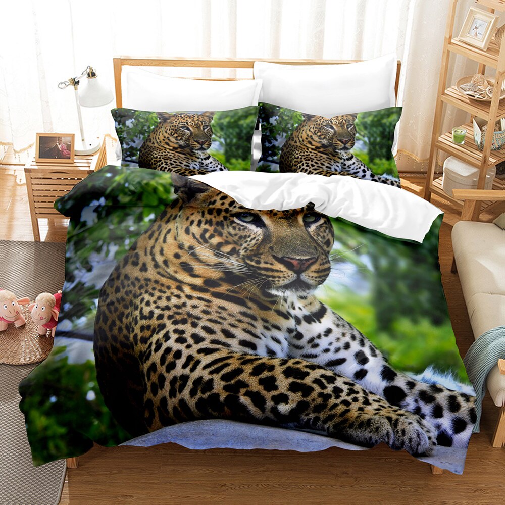 3D The Leopard Bedding Sets Duvet Cover Set With Pillowcase Twin Full Queen King Bedclothes Bed Linen