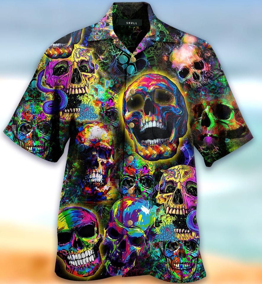 Order Colorful Skull Hawaii Aloha Shirts Ha24981