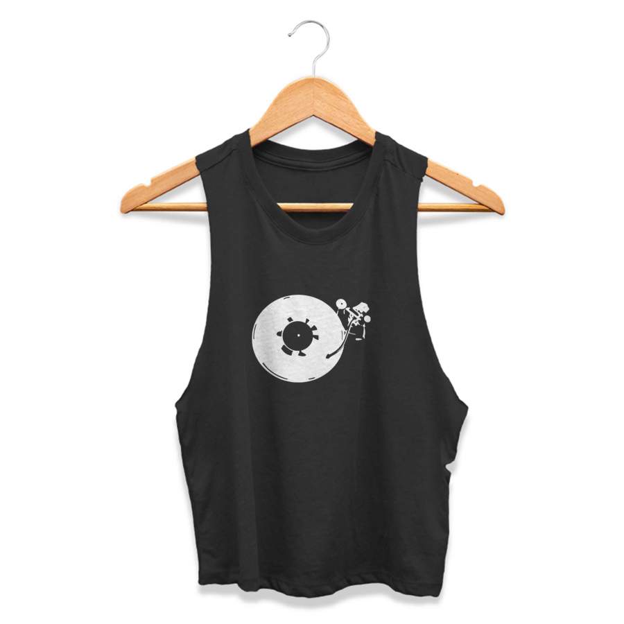 Vinyl Music Player Records Handmade Vintage Turntable CPY Womans Crop Tanktop Tee