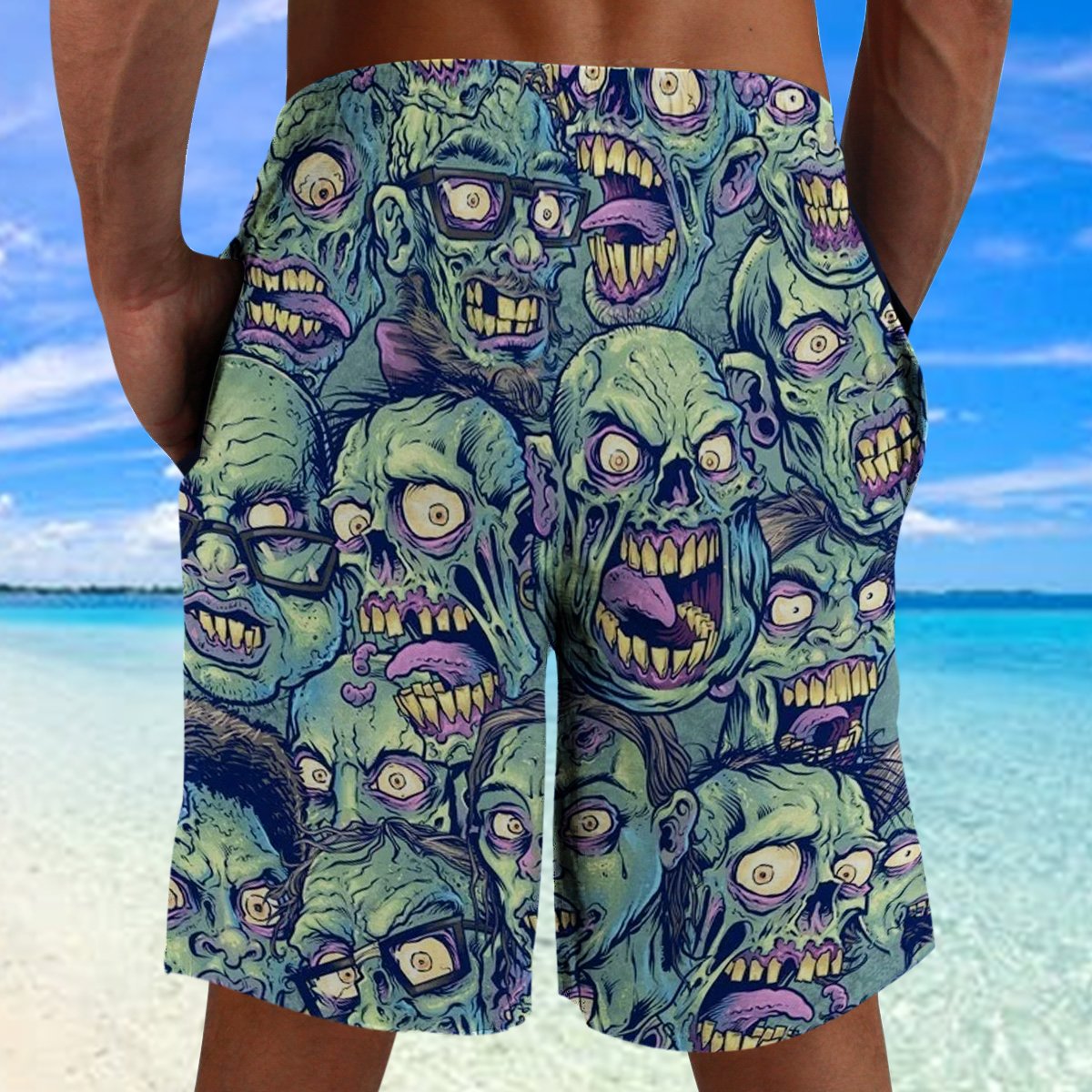 Skull Zombie 4 Hawaii Beach Shorts Colorful S Ha100641