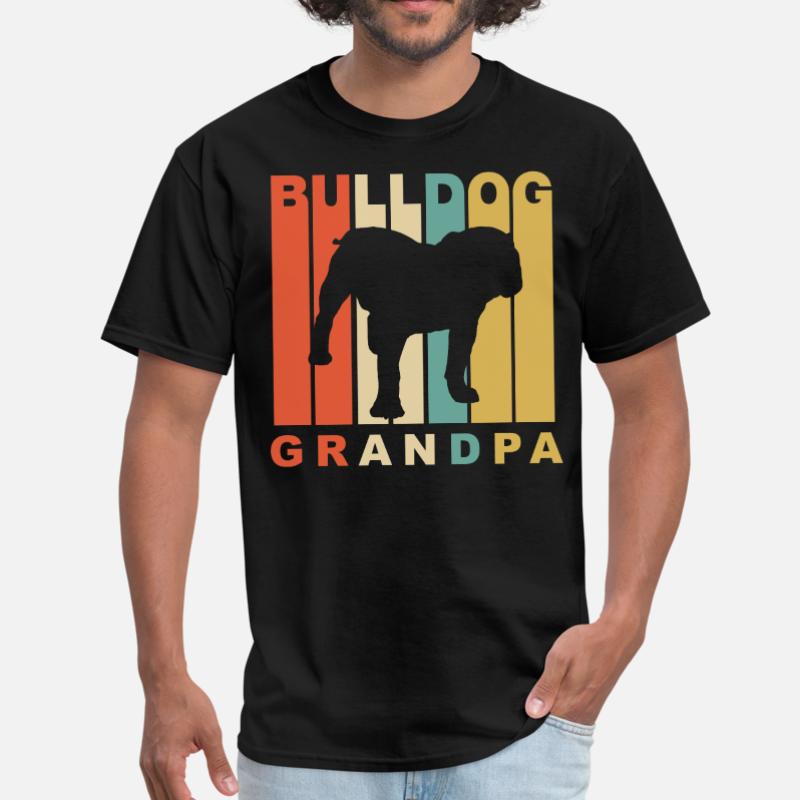 Vintage Retro Bulldog Grandpa Dog Gift Men Dog Lovers T shirt