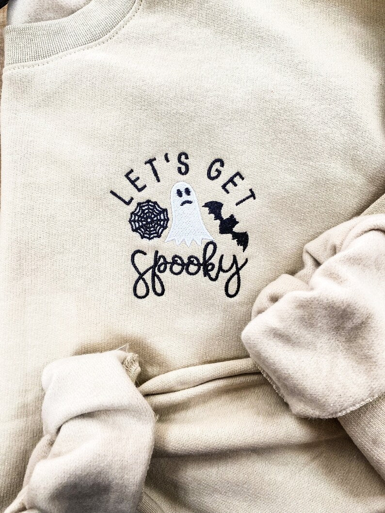 Let’S Get Spooky Halloween Embroidered Sweatshirt 2D Crewneck Sweatshirt All Over Print Sweatshirt For Women Sweatshirt For Men Sws3438