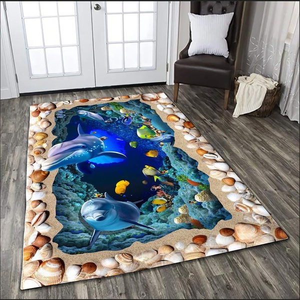 Dolphin Anti-Skid Plush Velour Area Rug | Ar1782