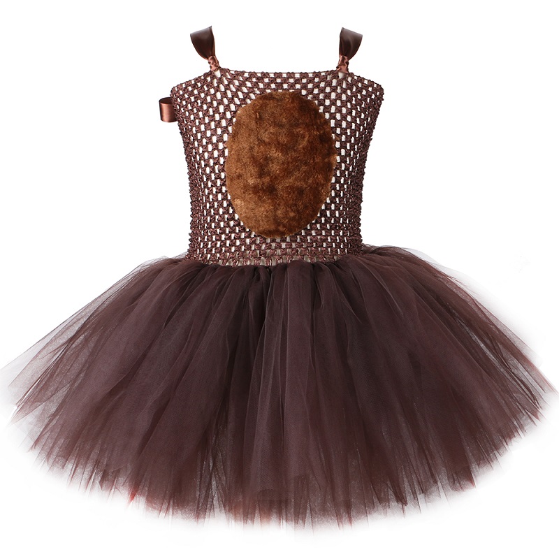 Brown Bear Tutu Dress for Baby Girls Halloween Birthday Jungle Party Animal Cosplay Costume Kids Fancy Dress Up Clothes 1-12Y alx