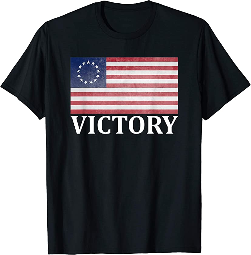 Betsy Ross 13 Stars American Flag VICTORY Patriotic Vintage T-Shirt