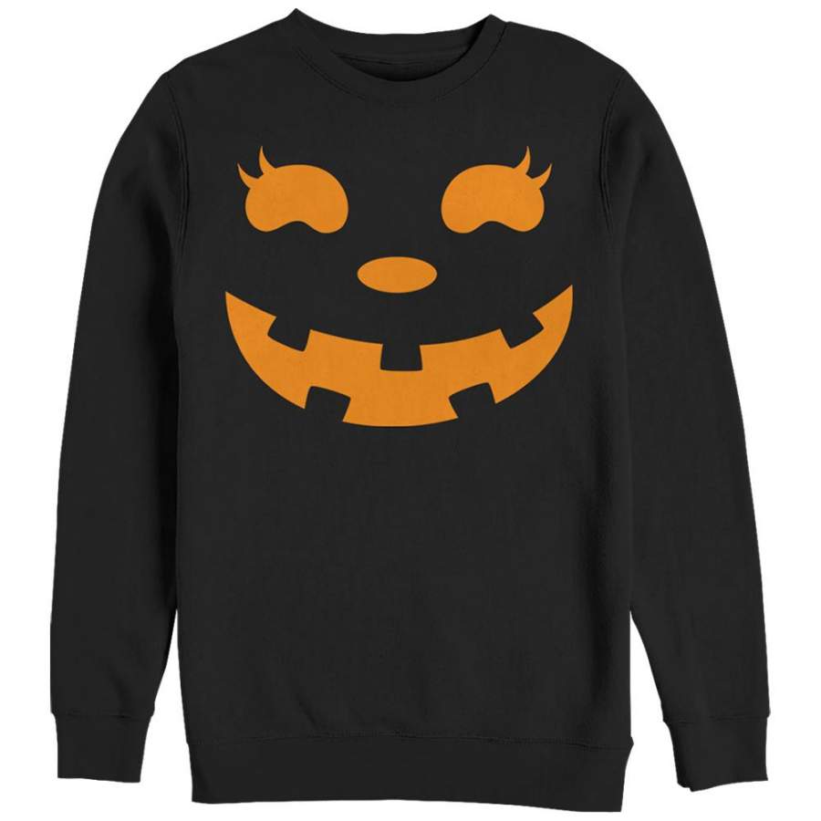 CHIN UP Women’s Halloween Jack o’ Lantern Face  Sweatshirt Black S