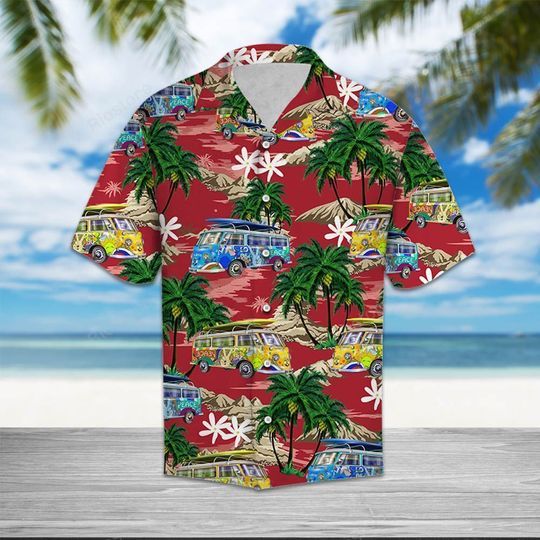 Hippie Car Palm Island Red High Quality Unisex Hawaii Shirt For Men And Women Ha42868