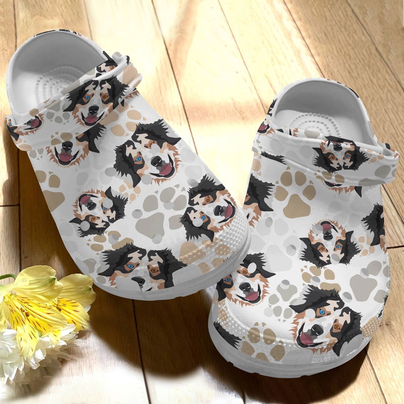 Dog Personalize Clog, Custom Name, Text, Fashion Style For Women, Men, Kid, Print 3D Australian Shepherd V2