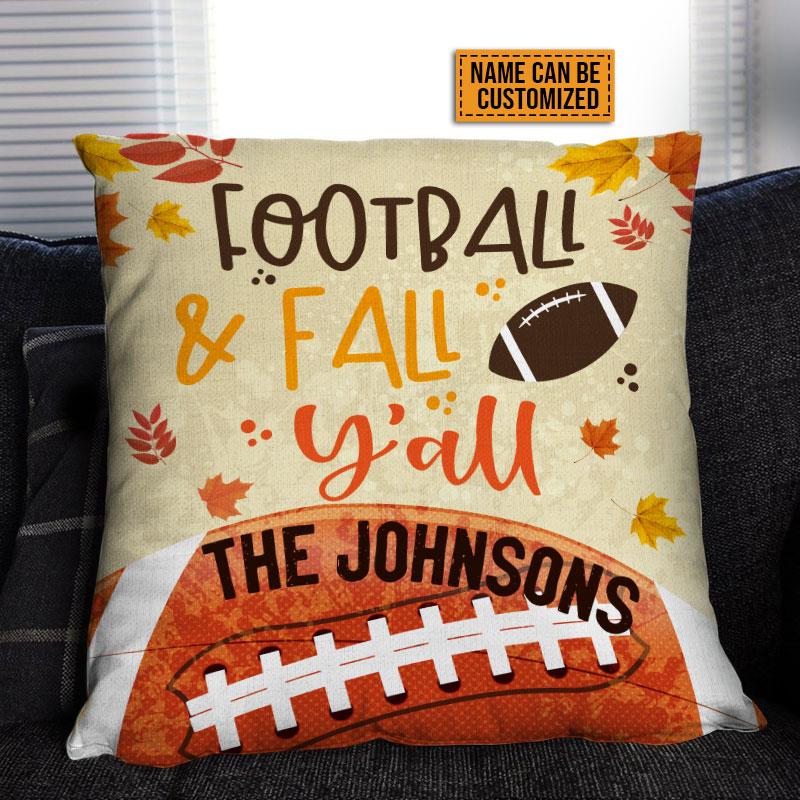 American Football Football & Fall Y’All Custom Pillow, Autumn, Fall, Football Season, Home Decor