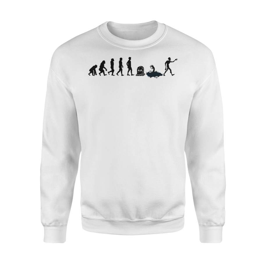 365 Printing Evolution Zombie White Funny Halloween Zombie Halloween Sweatshirt