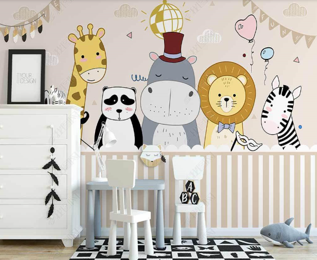 3D Northern Europe Hand-Painted Animal Party Wall Mural Wallpaper Sww2618