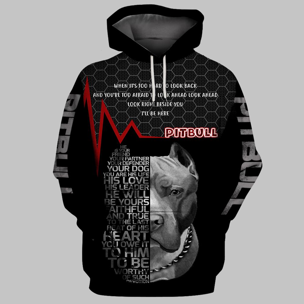 Pitbull When It’S Too Hard To Look Back 3D Full Printing Hoodie And T-Shirt