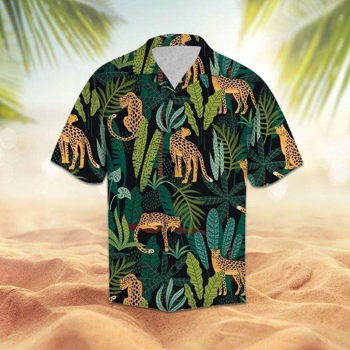 Jaguar Tropical Jungle Hawaii Aloha Shirts Ha79395