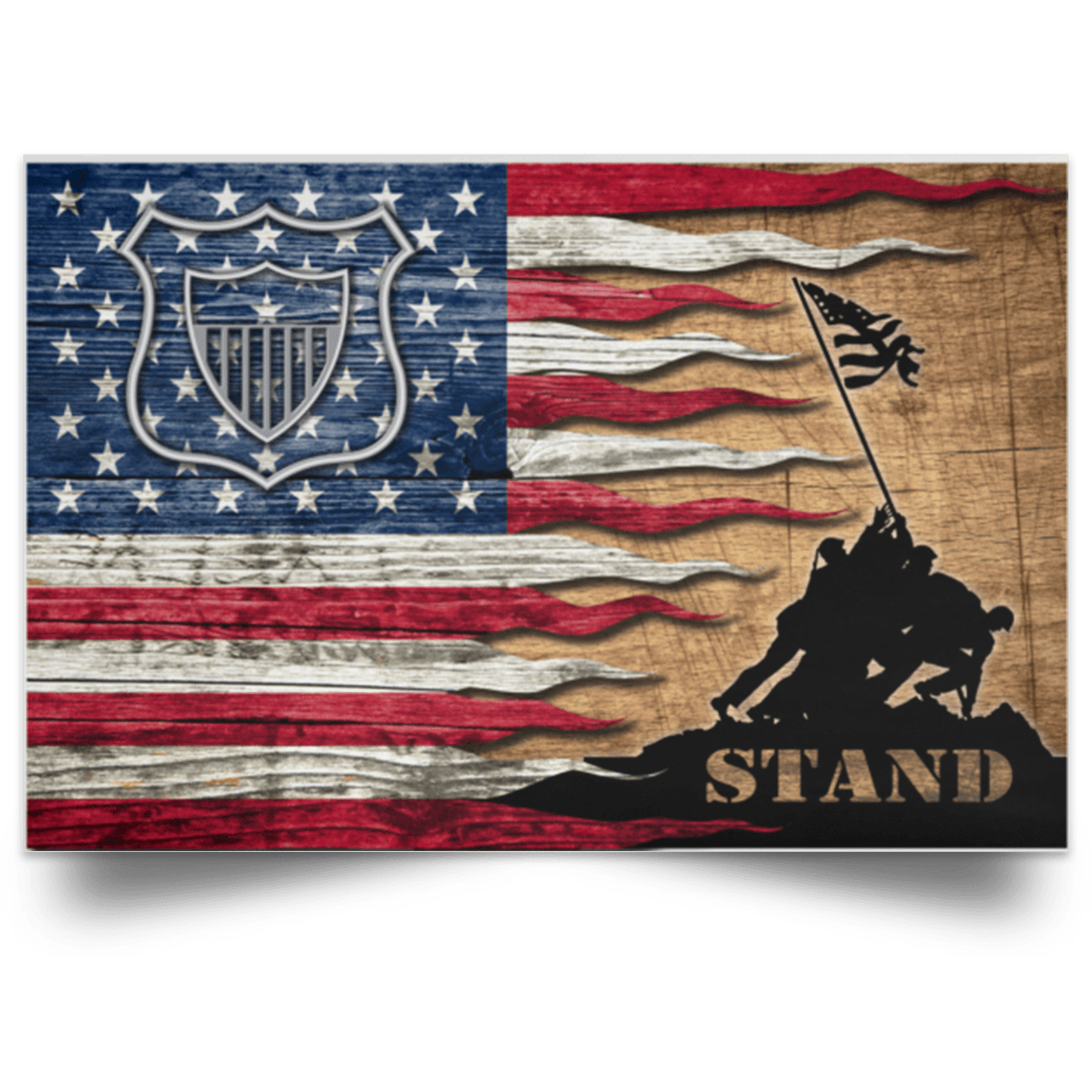 USCG MARITIME ENFORCEMENT ME Logo Stand For The Flag Satin Landscape Poster