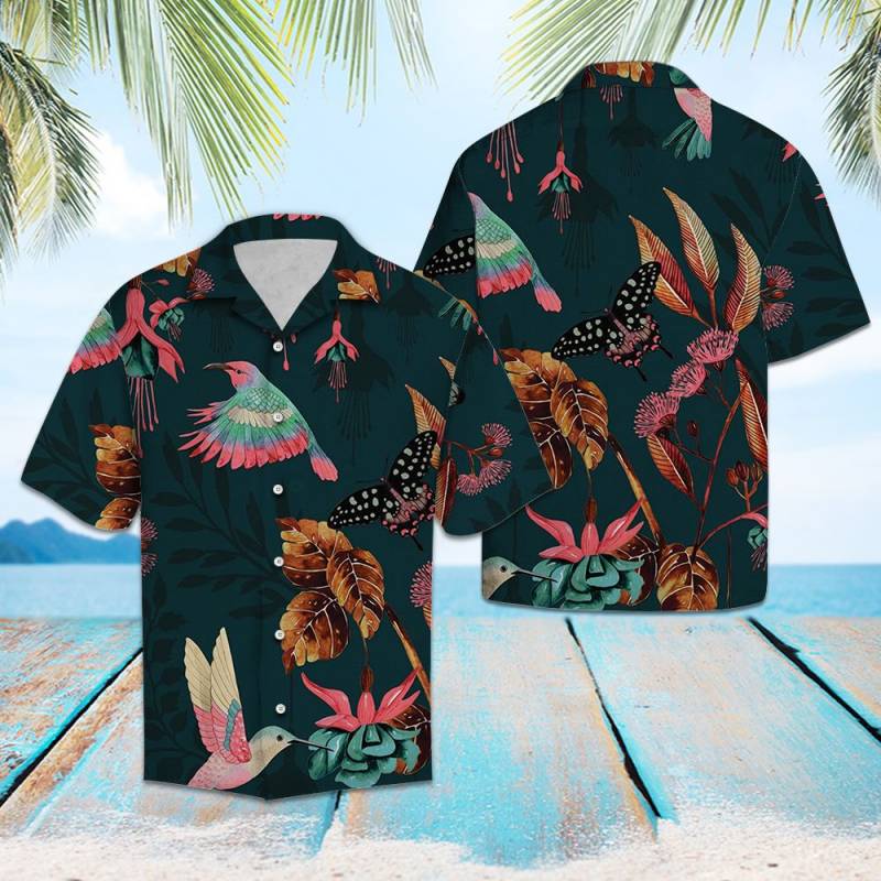 Floral Tropical Hummingbird Hawaiian Shirt Ha3445